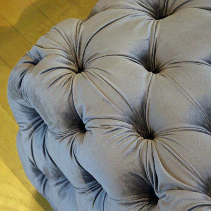 オットマン ベロア グレー/レッド スツール ローテーブル ベルベット