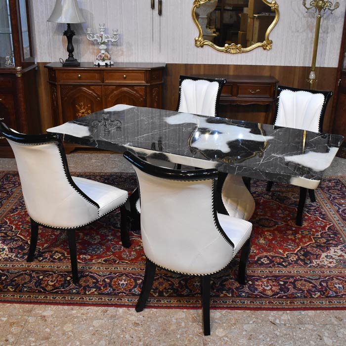 大理石 ダイニングテーブルセット 5点セット 180cm マーブル 4人用 エレガント ダイニングセット 食卓 テーブル 石 イーニッド