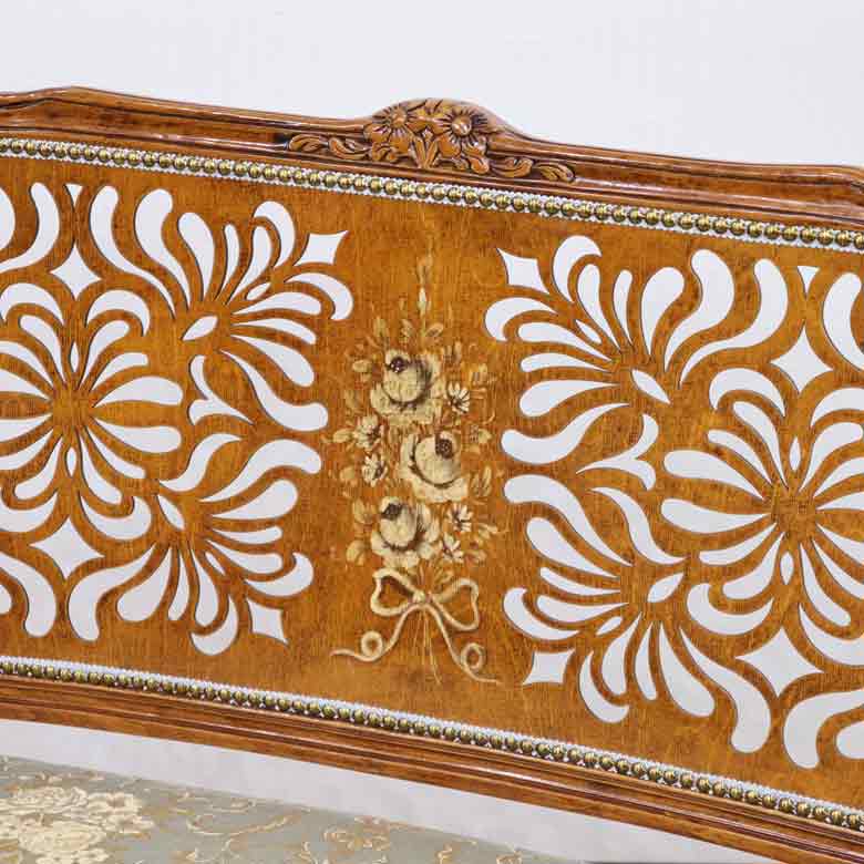 イタリア 二人がけ ソファ 木製 グリーン  サロンソファ