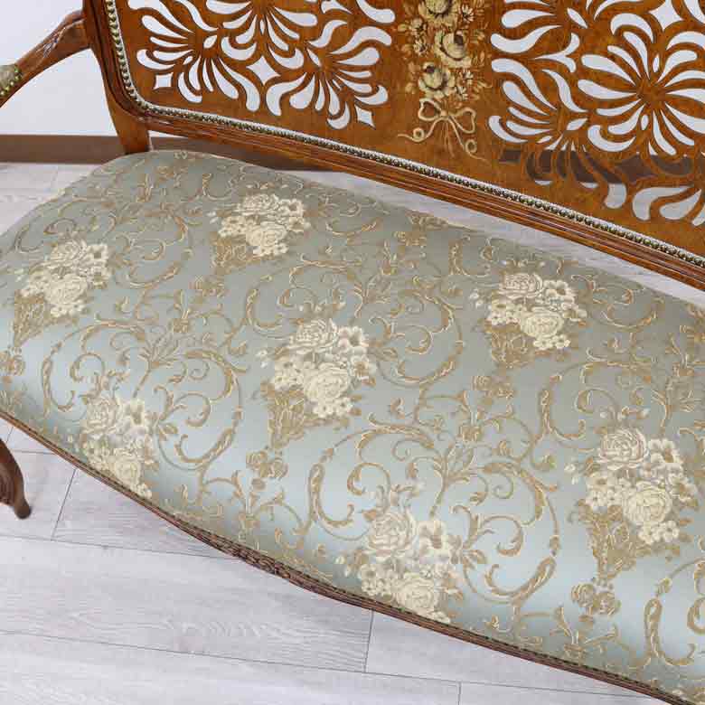 イタリア 二人がけ ソファ 木製 グリーン  サロンソファ