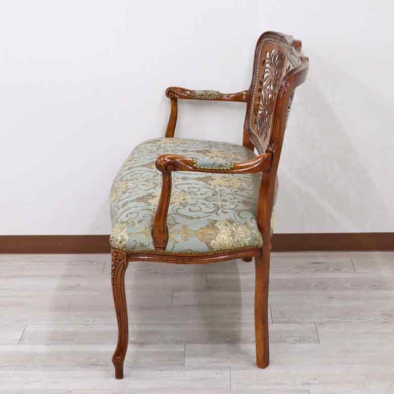 イタリア 二人がけ ソファ 木製 グリーン  サロンソファ