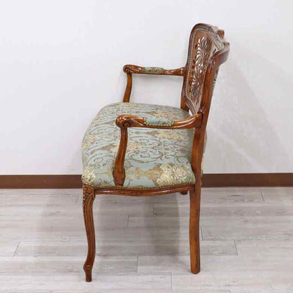 イタリア 二人がけ ソファ 木製 グリーン  サロンソファ