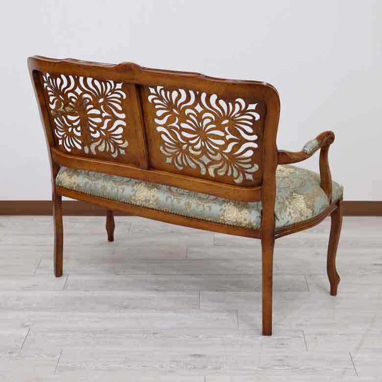 イタリア 二人がけ ソファ 木製 グリーン  サロンソファ