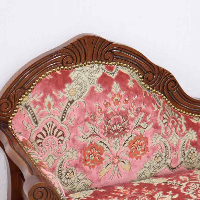 イタリア テレフォンベンチ ソファ 木製 ピンク・金華山 完成品