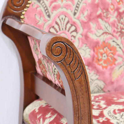 イタリア テレフォンベンチ ソファ 木製 ピンク・金華山 完成品