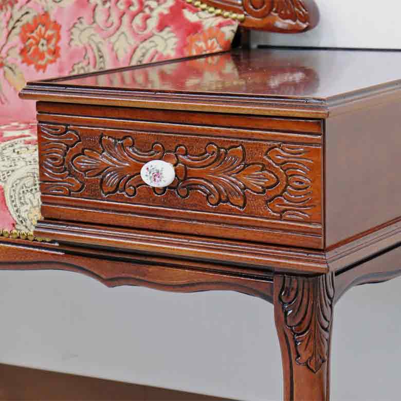 イタリア テレフォンベンチ ソファ 木製 ピンク・金華山 完成品