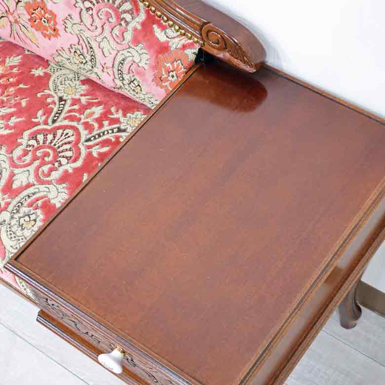 イタリア テレフォンベンチ ソファ 木製 ピンク・金華山 完成品