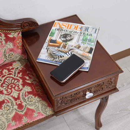 イタリア テレフォンベンチ ソファ 木製 ピンク・金華山 完成品