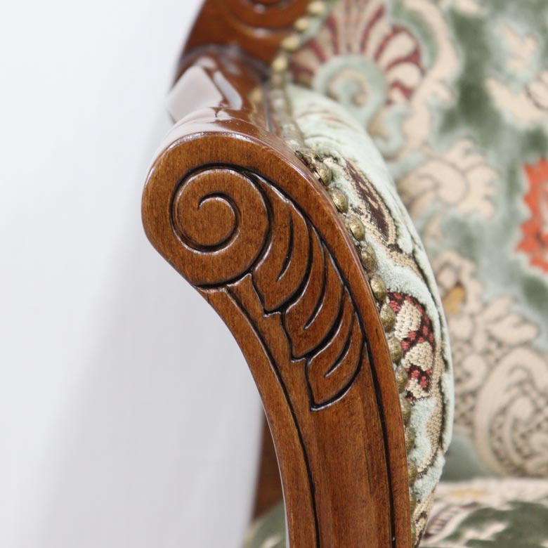 イタリア テレフォンベンチ ソファ 木製 グリーン・金華山 完成品