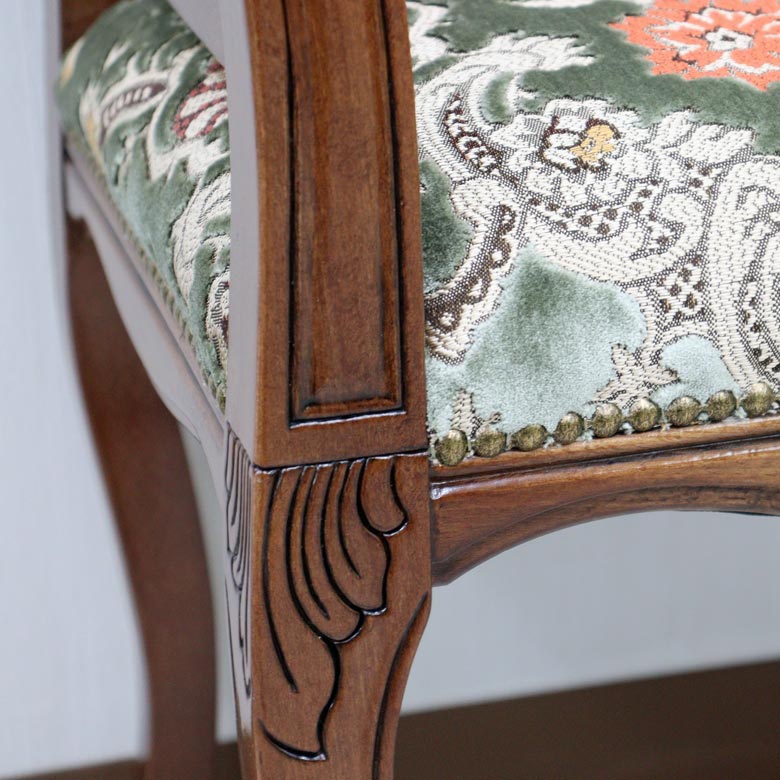 イタリア テレフォンベンチ ソファ 木製 グリーン・金華山 完成品