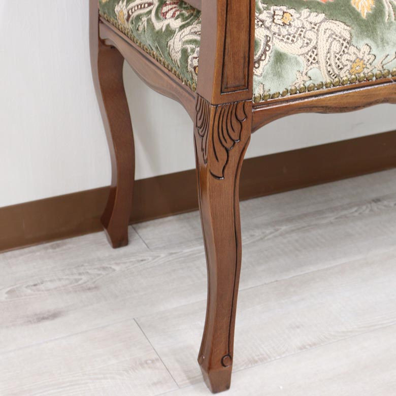 イタリア テレフォンベンチ ソファ 木製 グリーン・金華山 完成品