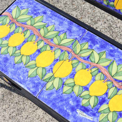 イタリア製 NINO PARRUCCA ガーデンベンチ レモン柄 幅80cm シチリア陶器