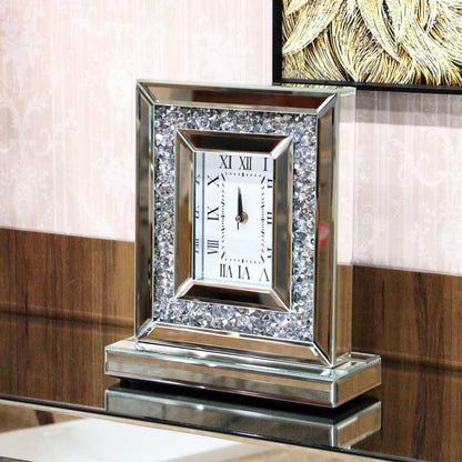 ミラー家具 置き時計 シルバー テーブルクロック グラムスタイル D