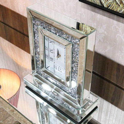 ミラー家具 置き時計 シルバー テーブルクロック グラムスタイル D