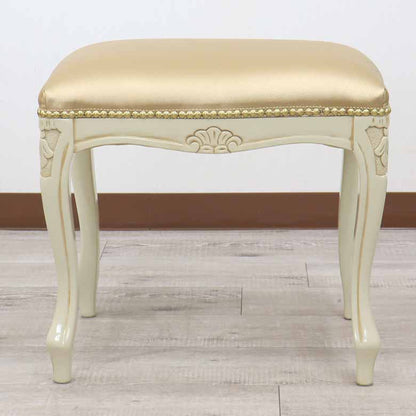 イタリア スツール 猫脚 合皮 ホワイト オットマン 補助椅子 玄関用