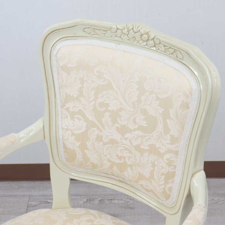 イタリア アームチェア ベージュ・アラベスク ホワイト