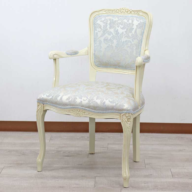イタリア アームチェア ブルー・アラベスク ホワイト