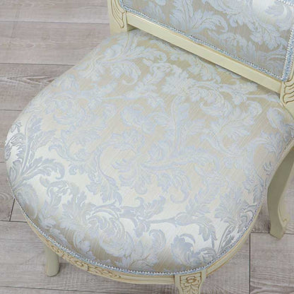 イタリア 背付き スツール 猫脚 ブルー・アラベスク ホワイト