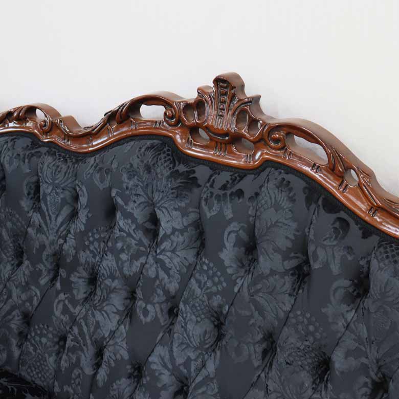 イタリア 3Pソファ ダマスク・ブラック  3人掛け 完成品