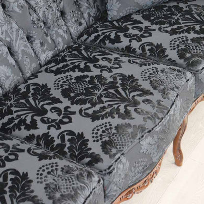 イタリア 3Pソファ ダマスク・ブラック  3人掛け 完成品
