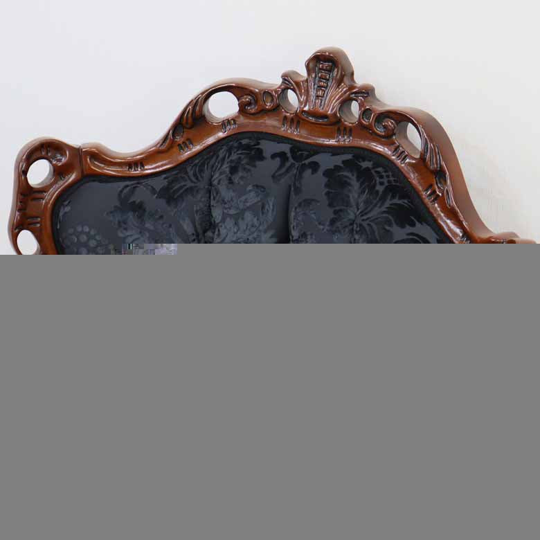 イタリア 1Pソファ ダマスク・ブラック  1人掛け 完成品