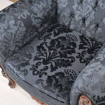 イタリア 1Pソファ ダマスク・ブラック  1人掛け 完成品