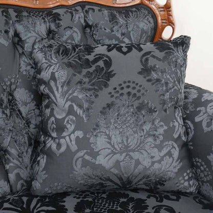 イタリア 3Pソファ ダマスク・ブラック  3人掛け 完成品