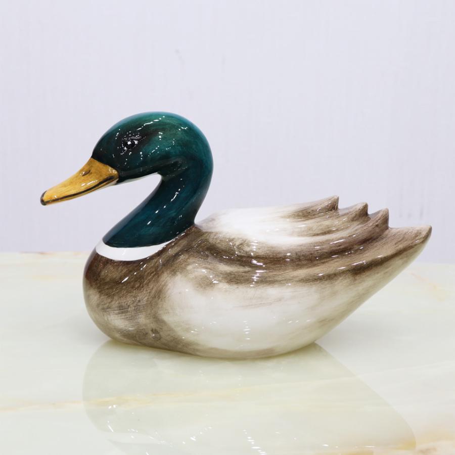 イタリア カモ AHURA 陶器 置物 オブジェ 風水 縁起物 マガモ カルガモ アンティーク