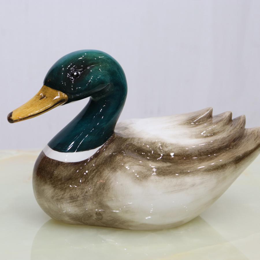 イタリア カモ AHURA 陶器 置物 オブジェ 風水 縁起物 マガモ カルガモ アンティーク