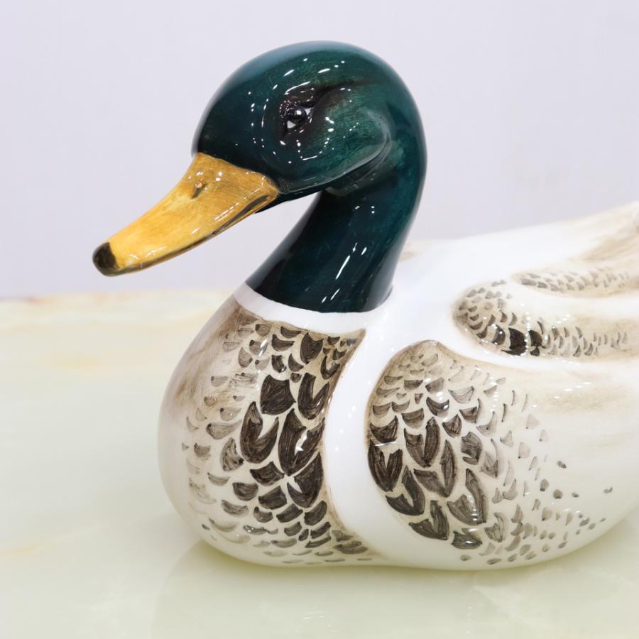 イタリア カモ AHURA 陶器 置物 オブジェ 風水 縁起物 マガモ カルガモ アンティーク