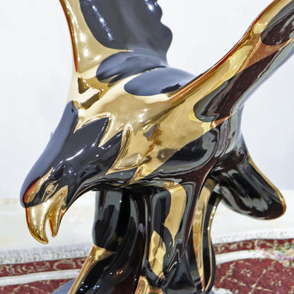 イタリア ワシ イーグル AHURA 陶器 置物 オブジェ 風水 縁起物 タカ ホーク ブラックゴールド