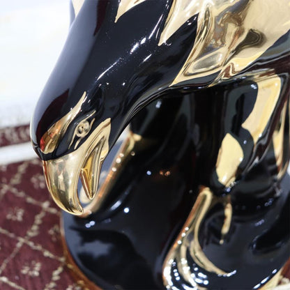 イタリア ワシ イーグル AHURA 陶器 置物 オブジェ 風水 縁起物 タカ ホーク ブラックゴールド