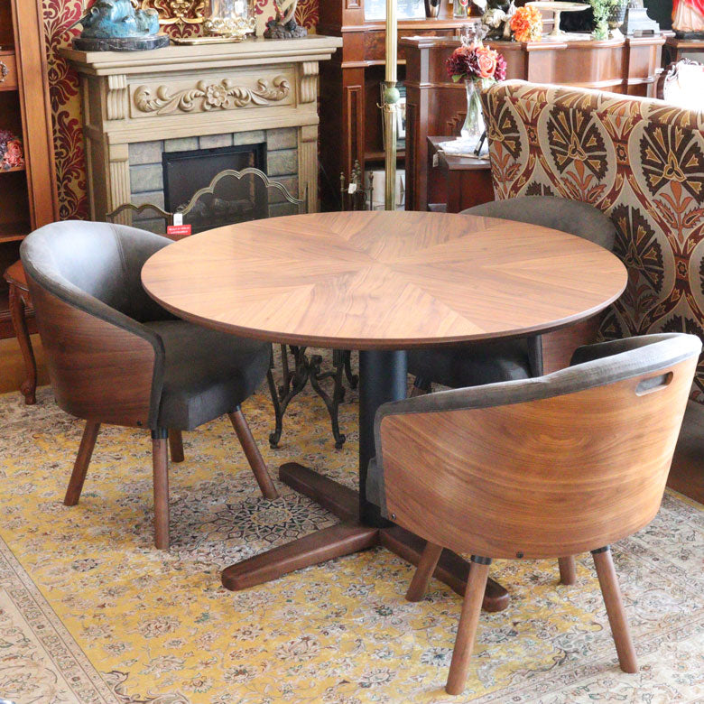 ダイニング 4点セット 110cm 回転チェア 食卓テーブル レトロモダン