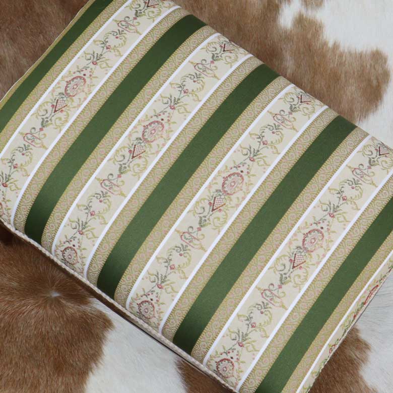 イタリア フットスツール グリーンストライプ 補助椅子 玄関用 完成品