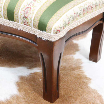 イタリア フットスツール グリーンストライプ 補助椅子 玄関用 完成品