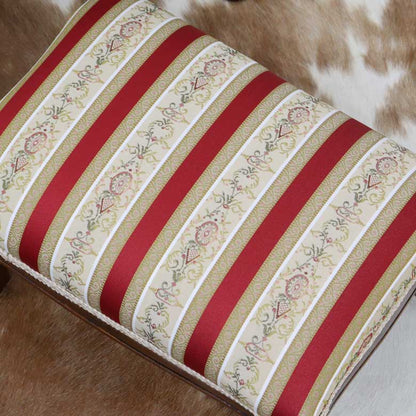 イタリア フットスツール レッドストライプ 補助椅子 玄関用 完成品