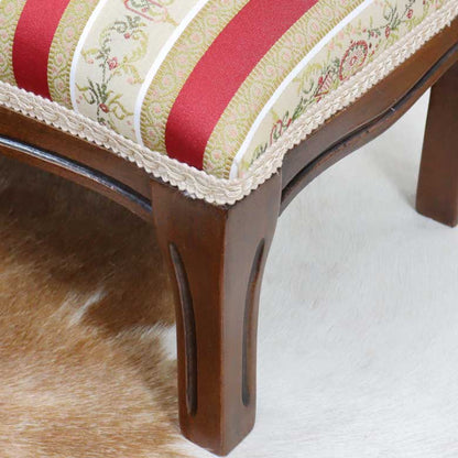 イタリア フットスツール レッドストライプ 補助椅子 玄関用 完成品