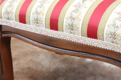 イタリア フットスツール レッドストライプ 補助椅子 玄関用 完成品