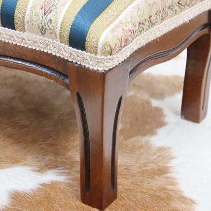 イタリア フットスツール ネイビーストライプ 補助椅子 玄関用 完成品