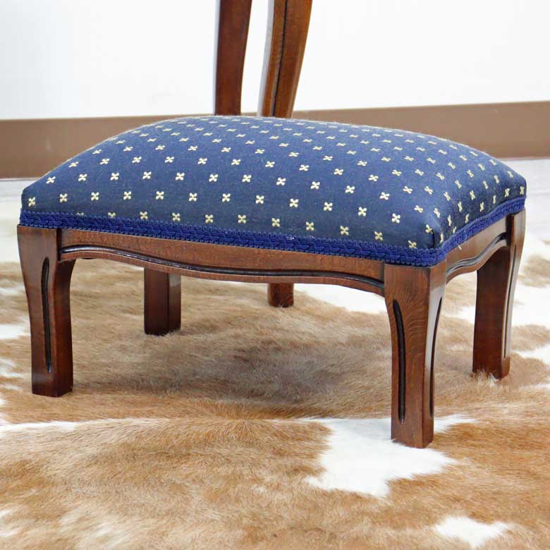 イタリア フットスツール ブルー  補助椅子 玄関用 完成品