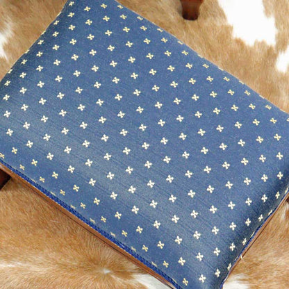 イタリア フットスツール ブルー  補助椅子 玄関用 完成品