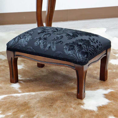 イタリア フットスツール ダマスク ブラック  補助椅子 玄関用 完成品