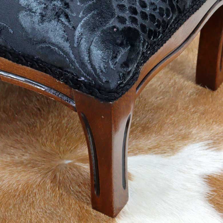 イタリア フットスツール ダマスク ブラック  補助椅子 玄関用 完成品