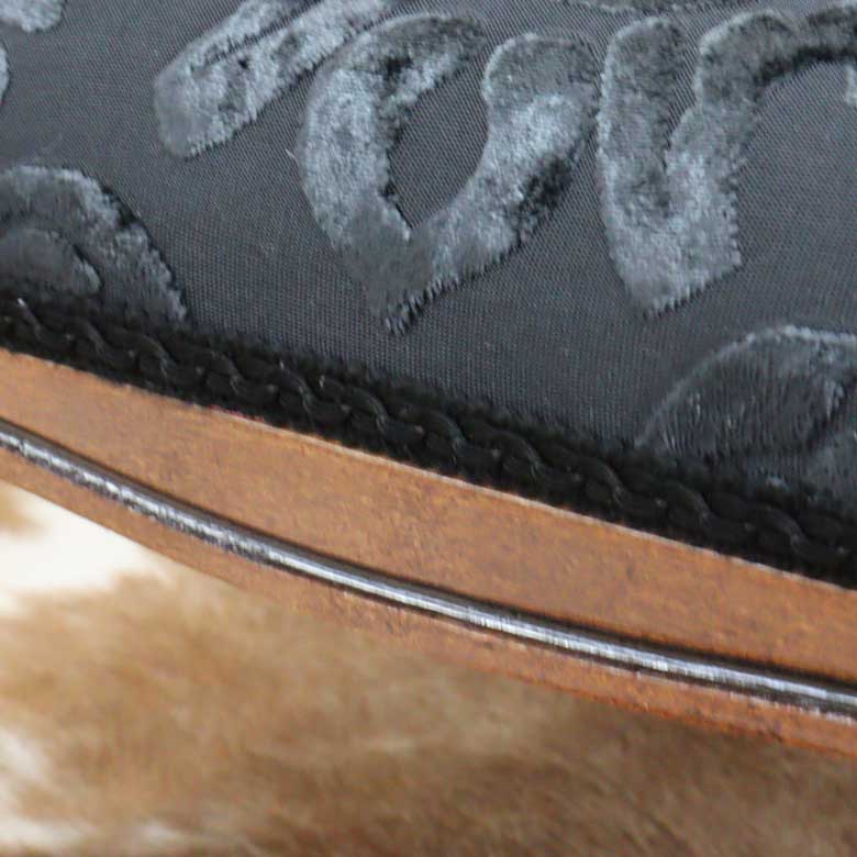 イタリア フットスツール ダマスク ブラック  補助椅子 玄関用 完成品