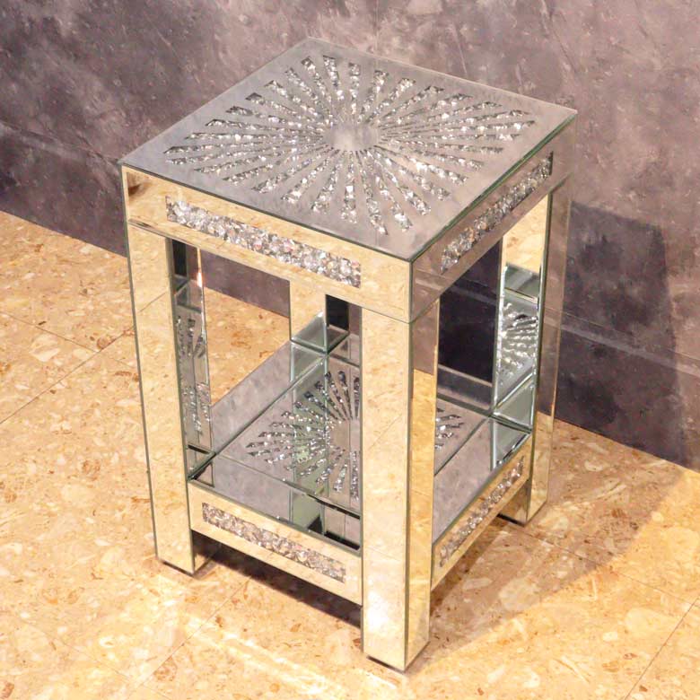 ミラー家具 サイドテーブル 3サイズ対応 ガラステーブル