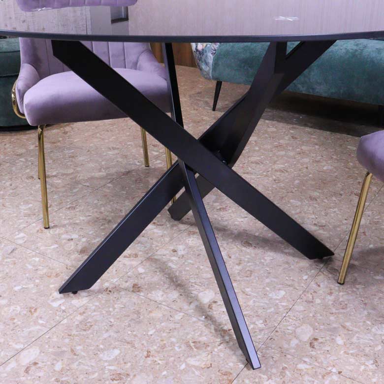 ダイニンテーブル ラウンドテーブル 110cm ブラック ガラステーブル 4人用 2人用 モダン