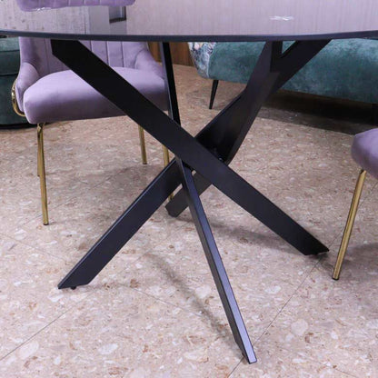 ダイニンテーブル ラウンドテーブル 110cm ブラック ガラステーブル 4人用 2人用 モダン