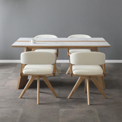 シギヤマ家具 ダイニングセット 150cm URBANO 5点 セラミック 無垢材 食卓セット テーブルセット 回転チェア ウルバノ