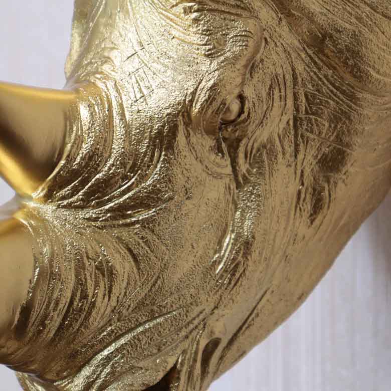 アニマルヘッド サイ ゴールド 犀 動物 リアル風水 縁起物 オーナメント