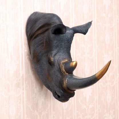アニマルヘッド サイ ブロンズ 犀 動物 リアル風水 縁起物 オーナメント